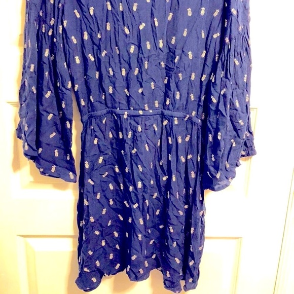 NWT HATLEY Selena Boho Tunic Dress Navy Silver Pineapples Tassels XS MSRP $268 - Picture 7 of 9